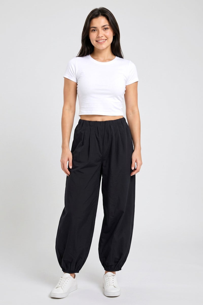 Threadbare Women Balloon Fit Solid Track Pants, Dark Navy - Image 2