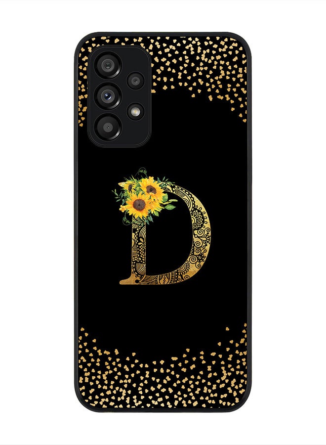 Stylizedd Rugged Black Edge Case for Samsung Galaxy A23 (LTE / 4G), Slim fit Custom Monogram Initial Letter Mandala Floral Pattern Alphabet- D(Black) - Image 1