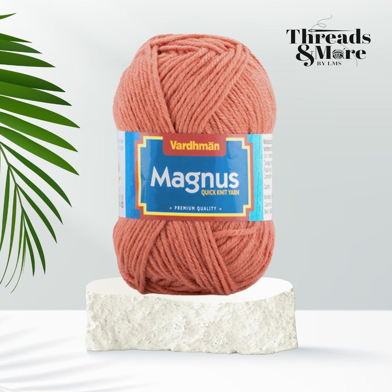 Vardhman Threads Vardhaman Magnus Yarn Acrowool Acrylic Hand Knitting and Crochet Yarn. Pack of 1 Ball - 100Gms,4 ply (Acrylic Wool Yarn) (Salmon Pink) - Image 3