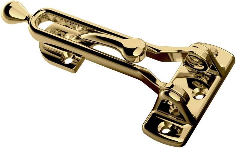 0250031 Non-Lacquered Brass Door Guard & Surface Bolt Solid Brass Security Door Guard 0250
