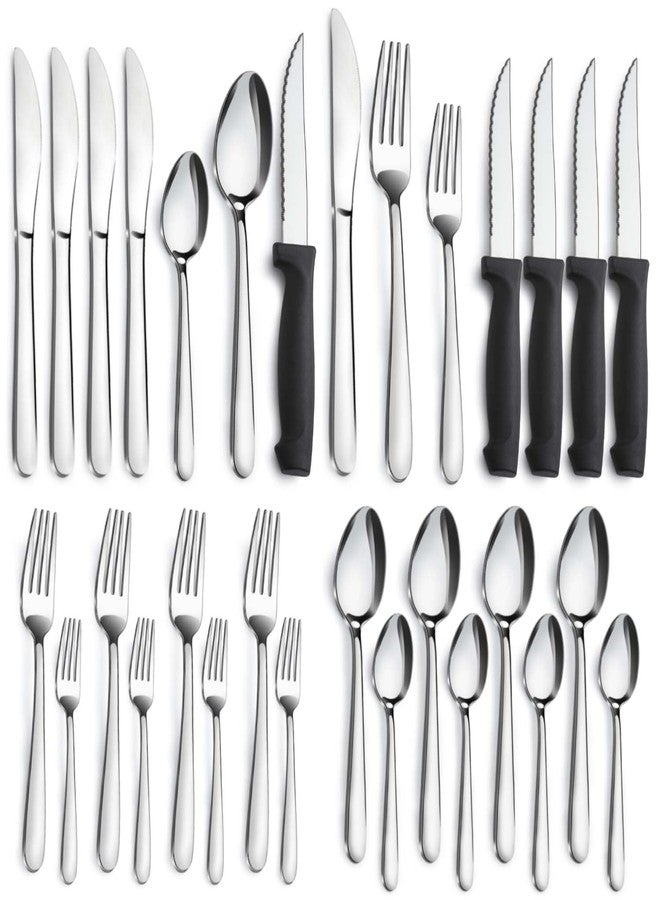 Pleafind 24-Pieces Silverware Set for 4, Flatware Set with Steak Knives, Stainless Steel Cutlery Set, Include Forks Spoons and Knives Set, Dishwasher Safe Utensil Sets for Home Restaurant - Image 1