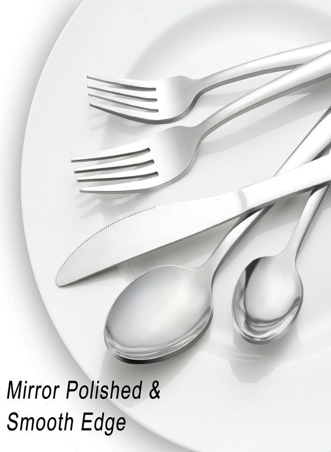 Pleafind 24-Pieces Silverware Set for 4, Flatware Set with Steak Knives, Stainless Steel Cutlery Set, Include Forks Spoons and Knives Set, Dishwasher Safe Utensil Sets for Home Restaurant - Image 3