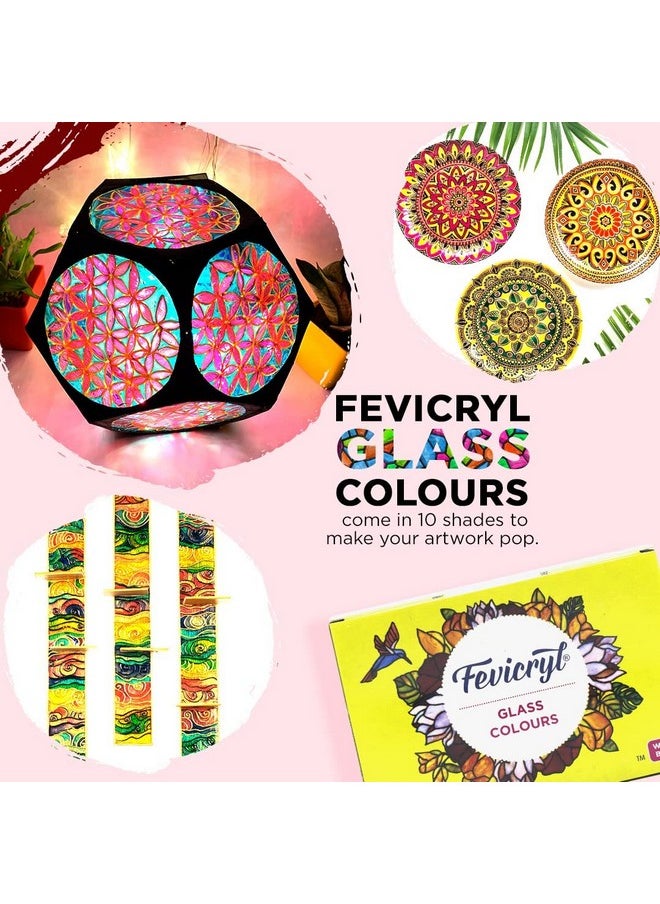 Pidilite Pidilite Hobby Ideas - Glass Colours, 10 Shades (Colors, Paint Colors,Designer Color, Paint Color, Hobby Color, Shades Color, Acrylic Color, Color Kit, Water Based Color), Multi  - Image 2