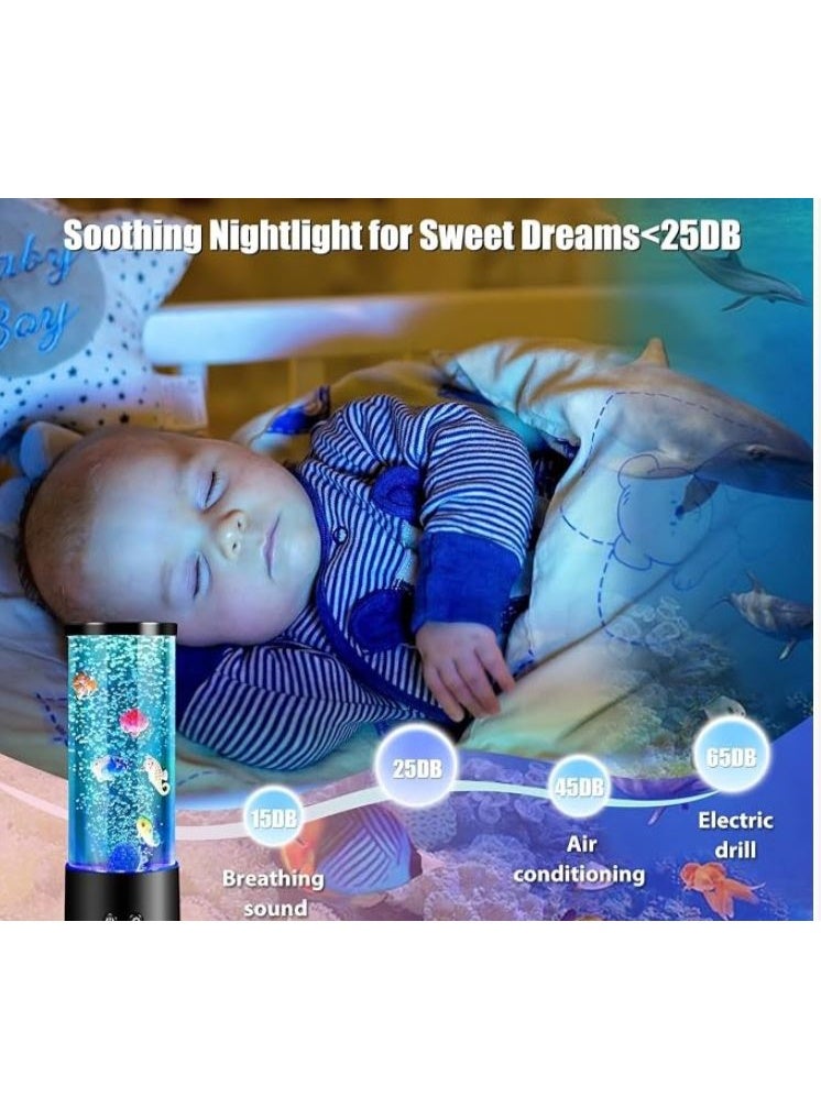 RYN Colorful LED Bubble Fish Lamp, Artificial Aquarium with Moving Jellyfish and Color-Changing Lights, Soothing Mood Night Light for Desk and Bedroom - Image 2