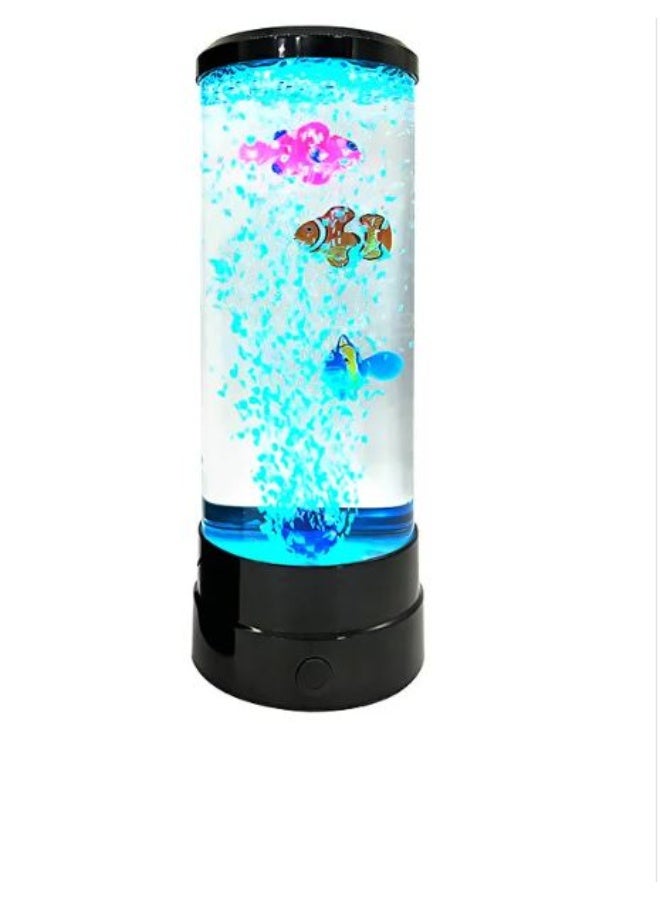 RYN Colorful LED Bubble Fish Lamp, Artificial Aquarium with Moving Jellyfish and Color-Changing Lights, Soothing Mood Night Light for Desk and Bedroom - Image 1