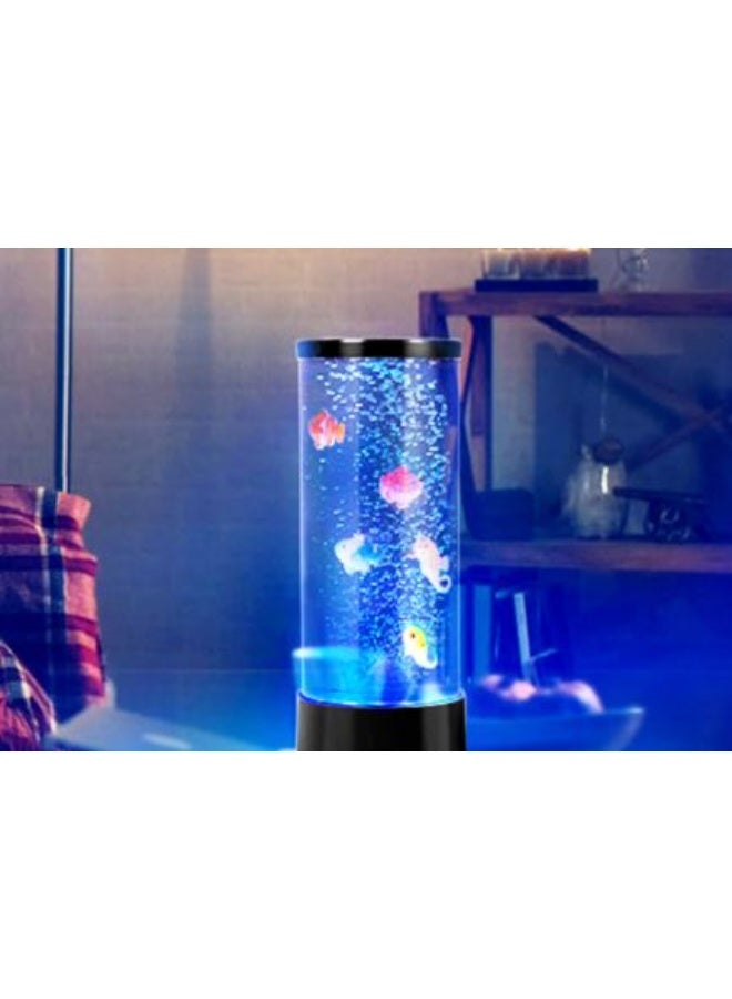 RYN Colorful LED Bubble Fish Lamp, Artificial Aquarium with Moving Jellyfish and Color-Changing Lights, Soothing Mood Night Light for Desk and Bedroom - Image 3
