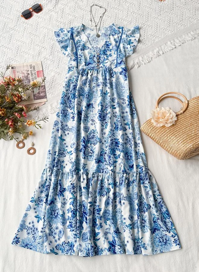 Take Two Take Two Blue Floral Sleeveless Maxi Dress
