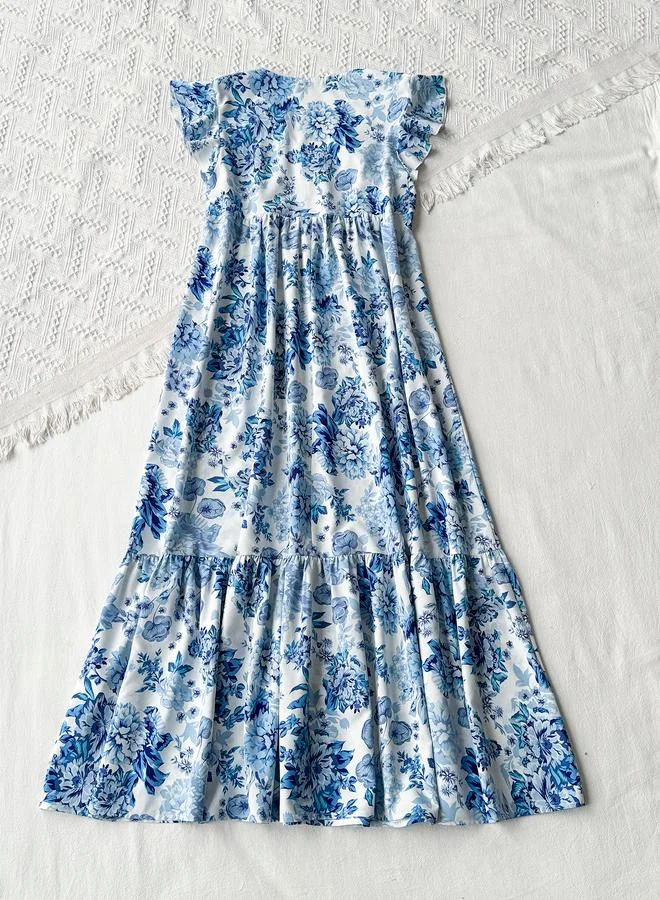 Take Two Take Two Blue Floral Sleeveless Maxi Dress