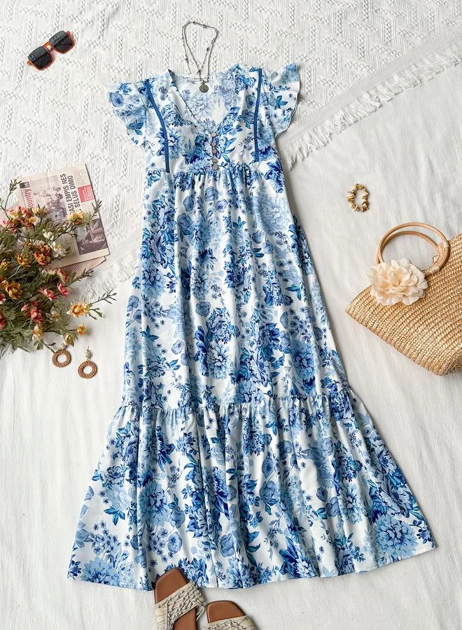 Take Two Take Two Blue Floral Sleeveless Maxi Dress