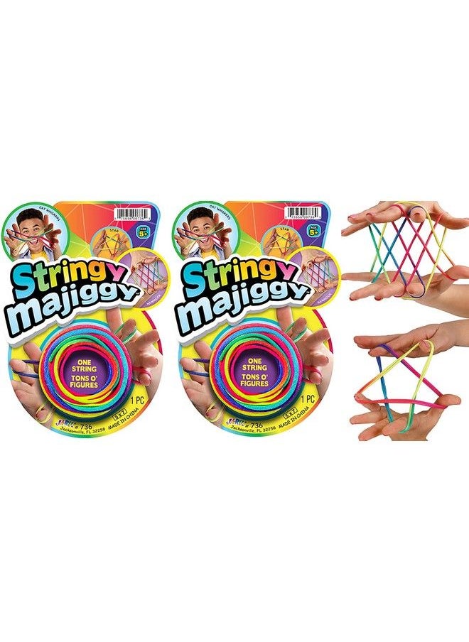 Ja-Ru - Stringy Majiggy Cats Cradle Chinese String Toys (2 Cats Cradle) Finger Hand String Tricks Games For Kids & Adults Girls & Boys. Rainbow Rope Toy. Party Stocking Stuffers. 7362S - Image 1