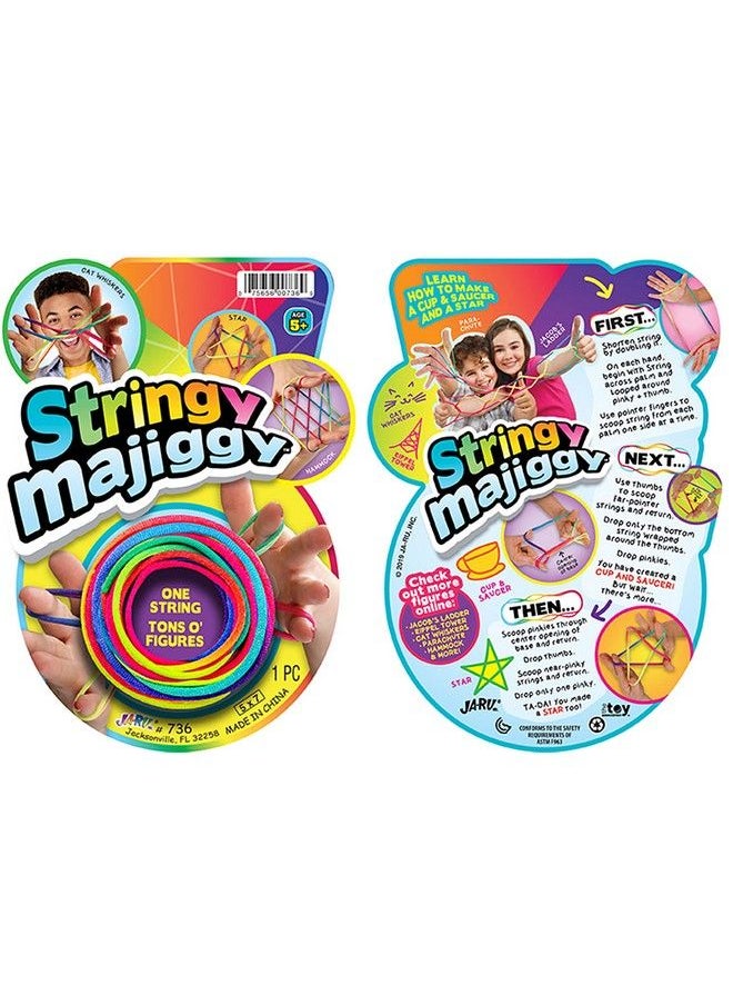 Ja-Ru - Stringy Majiggy Cats Cradle Chinese String Toys (2 Cats Cradle) Finger Hand String Tricks Games For Kids & Adults Girls & Boys. Rainbow Rope Toy. Party Stocking Stuffers. 7362S - Image 1
