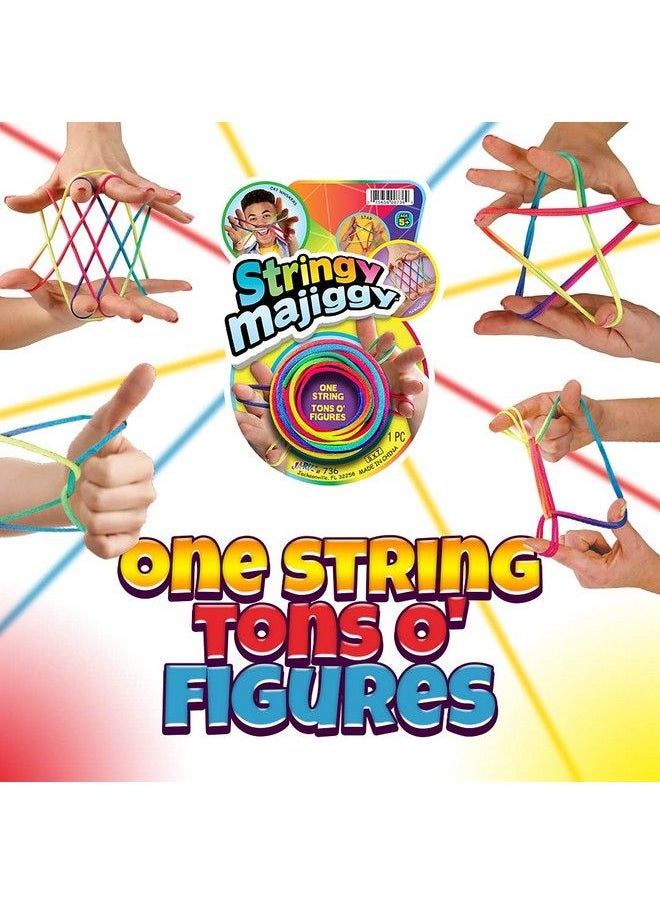 Ja-Ru - Stringy Majiggy Cats Cradle Chinese String Toys (2 Cats Cradle) Finger Hand String Tricks Games For Kids & Adults Girls & Boys. Rainbow Rope Toy. Party Stocking Stuffers. 7362S - Image 1