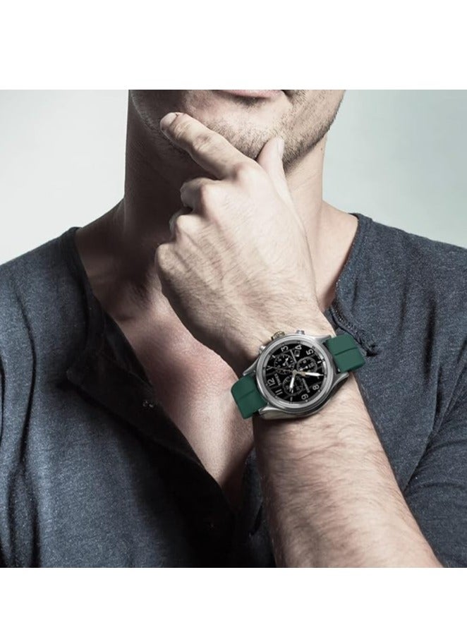 ELTRAZONE حزام ساعة سيليكون مغناطيسي – حزام رياضي ناعم سهل الإطلاق للرجال والنساء – صديق للبشرة، مقاوم للعرق مع مشبك طي مغناطيسي – متوافق مع ساعات 16mm و 18mm و 19mm و 20mm و 22mm – مثالي للاستخدام اليومي والرياضي – لون أنيق أخضر إبر الصنوبر - Image 4