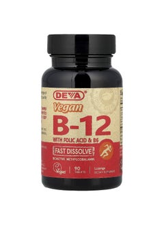 Deva Deva, Vegan B12 with Folic Acid & B6, Fast-Dissolve, 90 Tablets  - Image 1