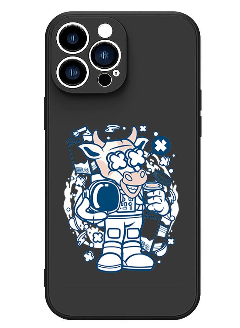 Theodor Protective Slim Fit Case Liquid Silicone Cover with Full Body Protection Anti-Scratch Shockproof Case For iPhone 13 Pro Black  - Cow drumming copy - Image 1