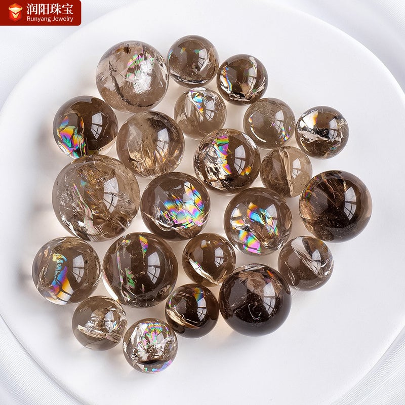 Runyangshi Natural Tea Crystal Colorful Crystal Ball Smoke Crystal Raw Stone Seven-Color Glittering Flower Seven-Star Array Feng Shui Ornament Wholesale - Image 2