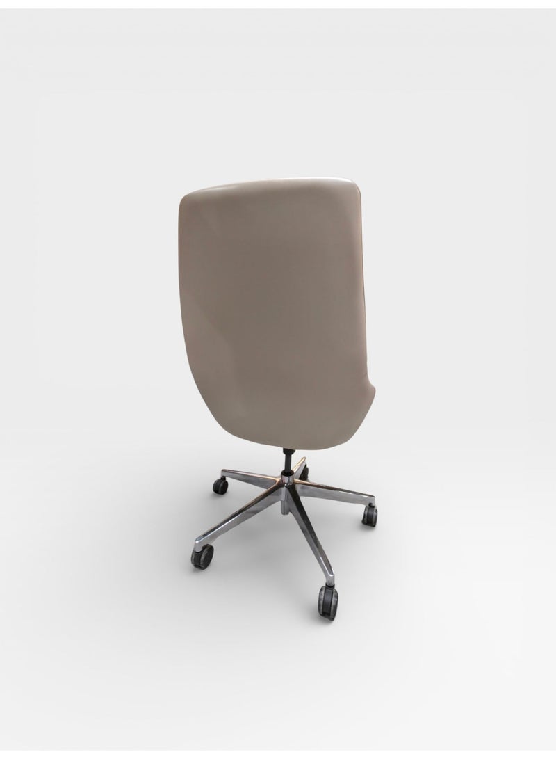 FURALUX Beige Executive Office Chair Mid Back – Premium PU Leather, 2-Lock Tilt Mechanism, Height Adjustable, Wide Seat, Metal 5-Star Base, 150KG Capacity - Image 5