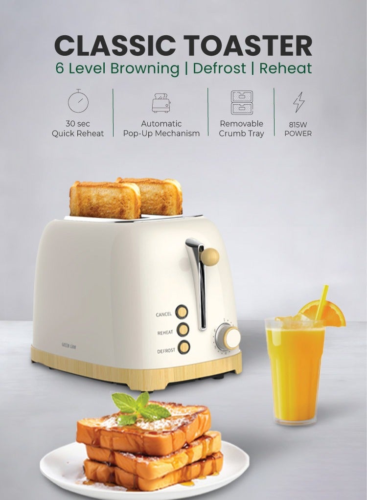 GREEN LION 2-Piece Kitchen Set (Juicer, Toaster), 170W Compact Juicer for Fresh Juice, 815W 2-Slice Toaster with Adjustable Browning Control, Efficient, Stylish and Easy to Use - Beige  - Image 2