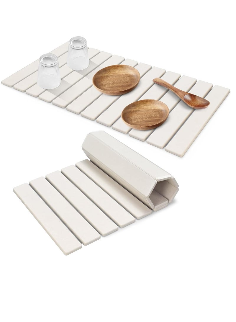 Bukela Extral Large Stone Dish Drying Mats for Kitchen Counter, Quick Dry Collapsible Dish Mat, Eco-Friendly Absorbent Diatomaceous Earth Mats for Dishes Bottles, 60cm(L)×40cm(W), Match Any Countertop - Image 1