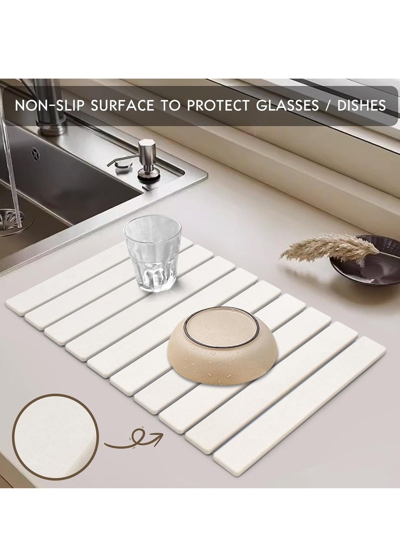 Bukela Extral Large Stone Dish Drying Mats for Kitchen Counter, Quick Dry Collapsible Dish Mat, Eco-Friendly Absorbent Diatomaceous Earth Mats for Dishes Bottles, 60cm(L)×40cm(W), Match Any Countertop - Image 3