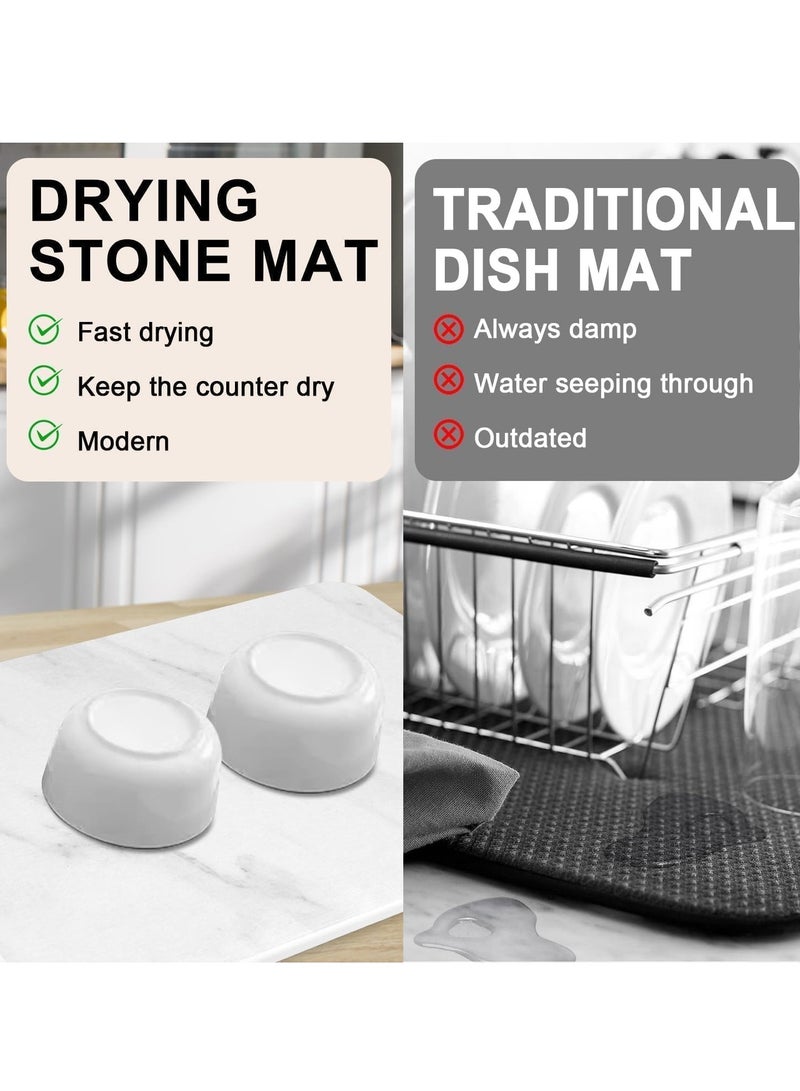 Bukela Extral Large Stone Dish Drying Mats for Kitchen Counter, Quick Dry Collapsible Dish Mat, Eco-Friendly Absorbent Diatomaceous Earth Mats for Dishes Bottles, 60cm(L)×40cm(W), Match Any Countertop - Image 4