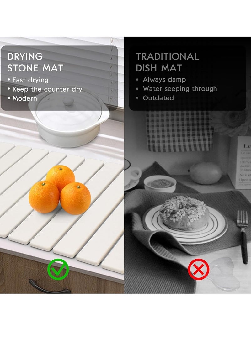 Bukela Extral Large Stone Dish Drying Mats for Kitchen Counter, Quick Dry Collapsible Dish Mat, Eco-Friendly Absorbent Diatomaceous Earth Mats for Dishes Bottles, 60cm(L)×40cm(W), Match Any Countertop - Image 5