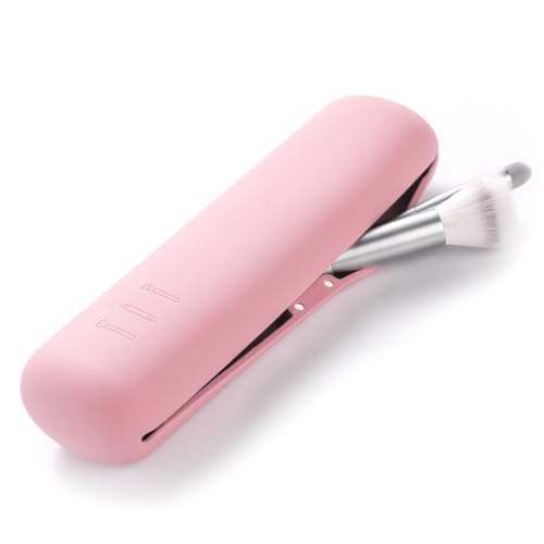 FERYES Large Travel Makeup Brush Holder, Magnetic Anti-fall Out Silicon Portable Cosmetic Face Brushes Holder, Soft and Sleek Makeup Tools Organizer for Travel- (8.27 * 2.36 * 1.57) - Image 1