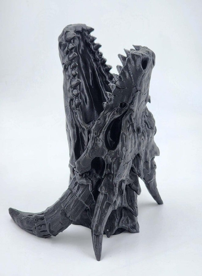 CUBIX3D Dragon Skull Pen Holder | Fantasy Creature Desk Organizer for Pens, Brushes & Stationery | Gothic Gaming Desk Decor for Office, Study Table & Art Desk - Image 1