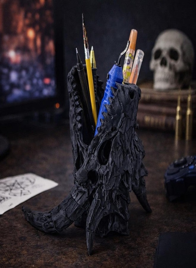 CUBIX3D Dragon Skull Pen Holder | Fantasy Creature Desk Organizer for Pens, Brushes & Stationery | Gothic Gaming Desk Decor for Office, Study Table & Art Desk - Image 3