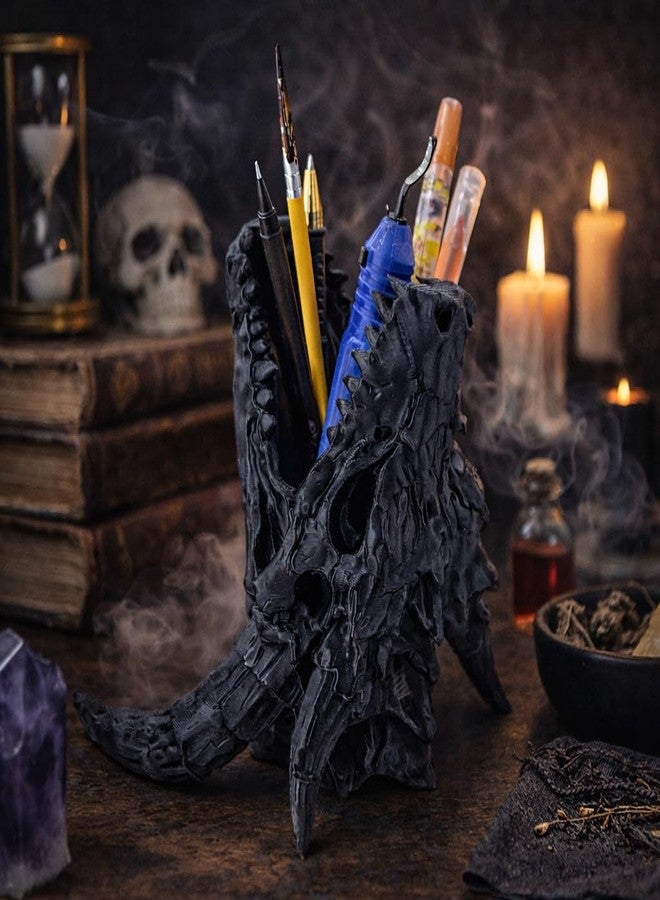 CUBIX3D Dragon Skull Pen Holder | Fantasy Creature Desk Organizer for Pens, Brushes & Stationery | Gothic Gaming Desk Decor for Office, Study Table & Art Desk - Image 2