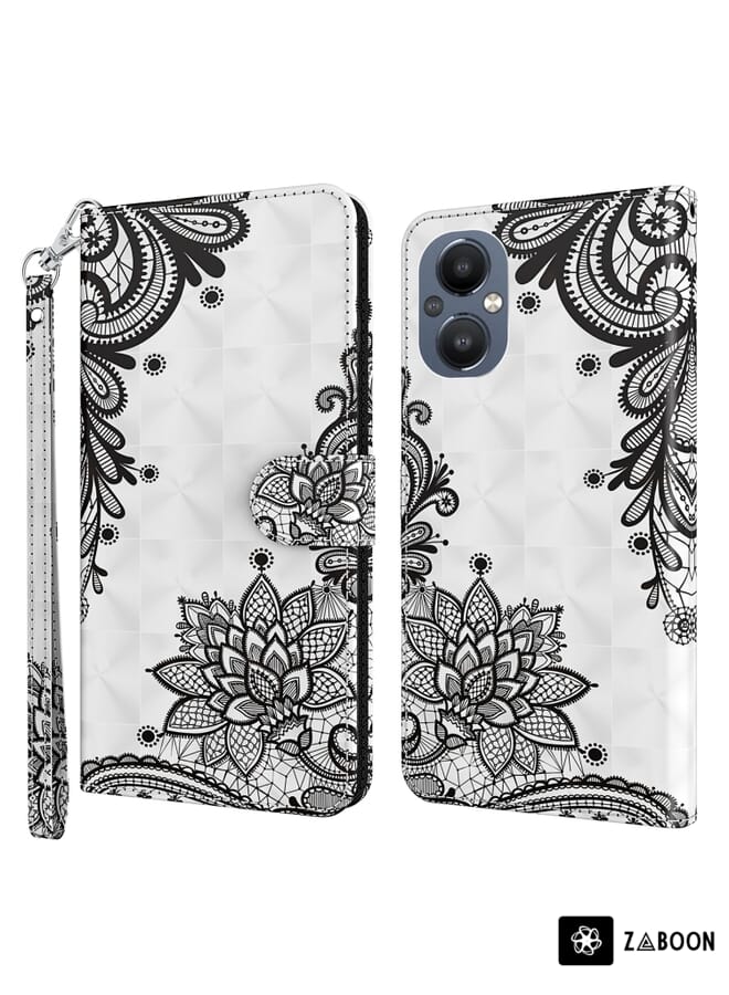 Zaboon Protective Case Cover For OnePlus Nord N20 5G / OPPO A96 5G 3D Painting Pattern Flip Leather - Image 1