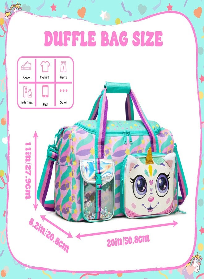 Oruiji Kids Duffle Bag Girls Travel Bag for Kids Overnight Bag for Girls Dance Bag for Girls Weekender Bag Gym Bag with Shoe Compartment - Image 2