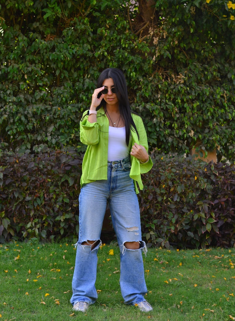 اسيا قميص كروشيه اخضر تفاحي - Image 1