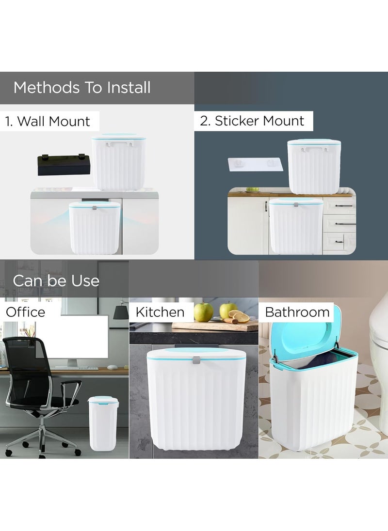 Kuber Industries Kuber Industries Plastic 8L Hanging Kitchen Trash Can With Lid Wall Mounted Dustbin For Bathroom Kitchen Cabinet Door Hanging Storage Bucket Garbage Bin for Toilet  - Image 5