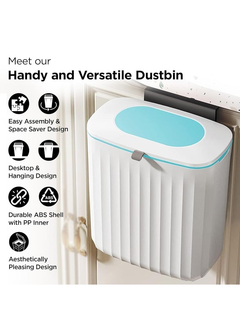 Kuber Industries Kuber Industries Plastic 8L Hanging Kitchen Trash Can With Lid Wall Mounted Dustbin For Bathroom Kitchen Cabinet Door Hanging Storage Bucket Garbage Bin for Toilet  - Image 3
