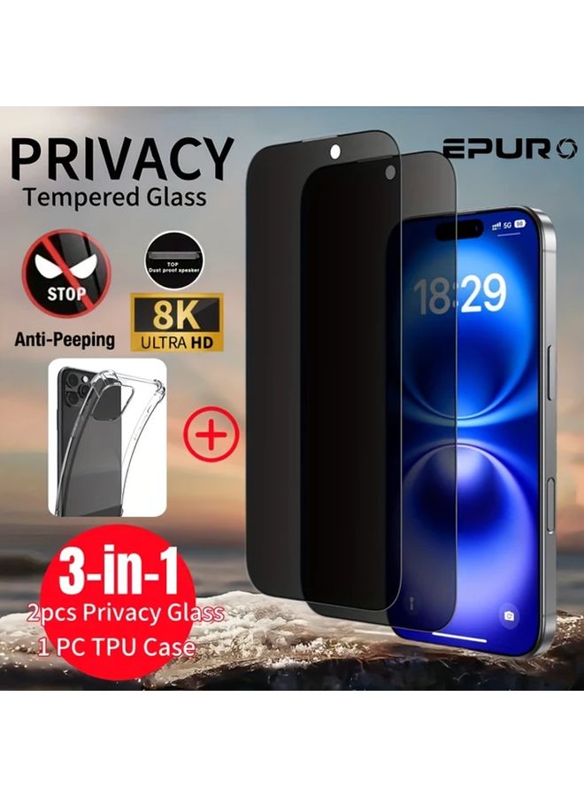 Privacy Tempered Glass Screen Protector And Anti Shock Case For iPhone 14 - Image 1