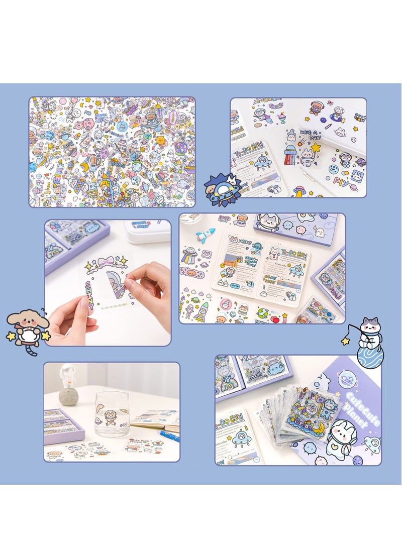 Loquat 100 Sheets Cartoon Outer Space Themes Stickers Set Cute Cartoon Planets Sticker Set for Scrapbook Laptop Dairy Decoration - Image 4
