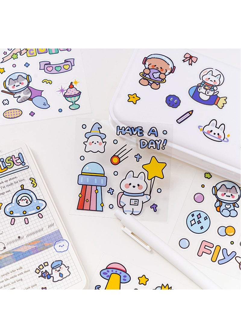Loquat 100 Sheets Cartoon Outer Space Themes Stickers Set Cute Cartoon Planets Sticker Set for Scrapbook Laptop Dairy Decoration - Image 2