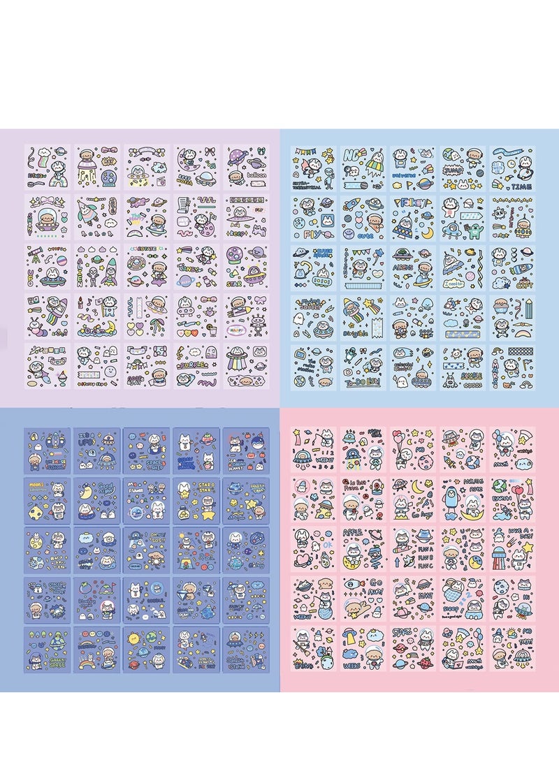 Loquat 100 Sheets Cartoon Outer Space Themes Stickers Set Cute Cartoon Planets Sticker Set for Scrapbook Laptop Dairy Decoration - Image 5