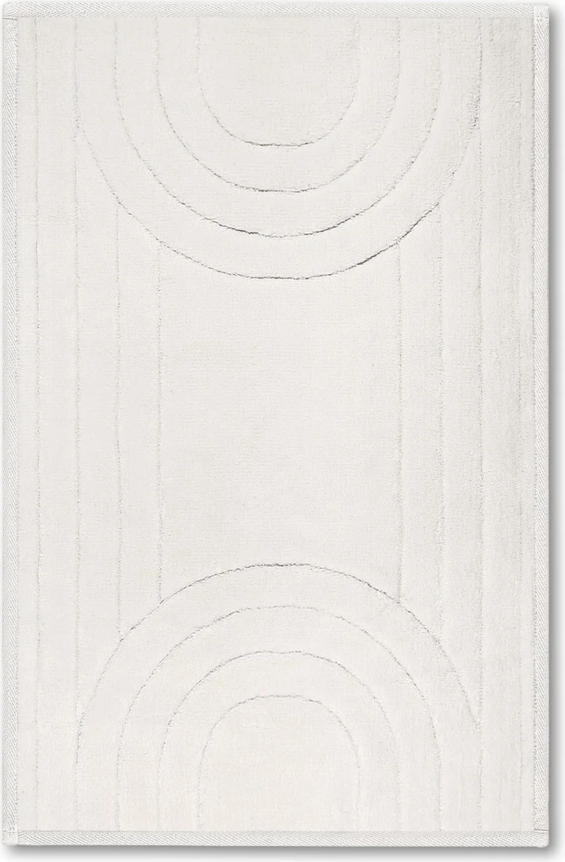 Bluenity Diamond Circle Natural Cotton Rug 50X80 cm - White