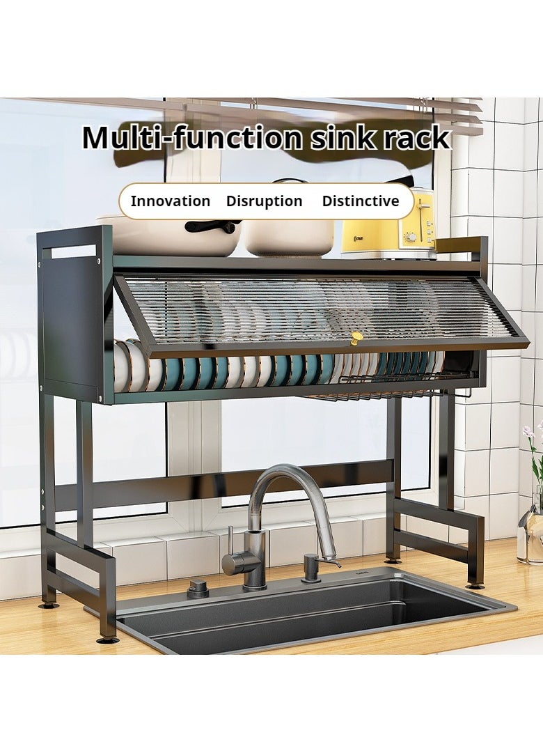 Generic - The Sink Dish Drainer Drying Rack,2 Tier Dish Drying Rack for Kitchen Counter, Large Dish Drying Rack with Flip Door, Over Sink Dish Drying Rack for Family Use,Dust-Proof,105cm - Image 1