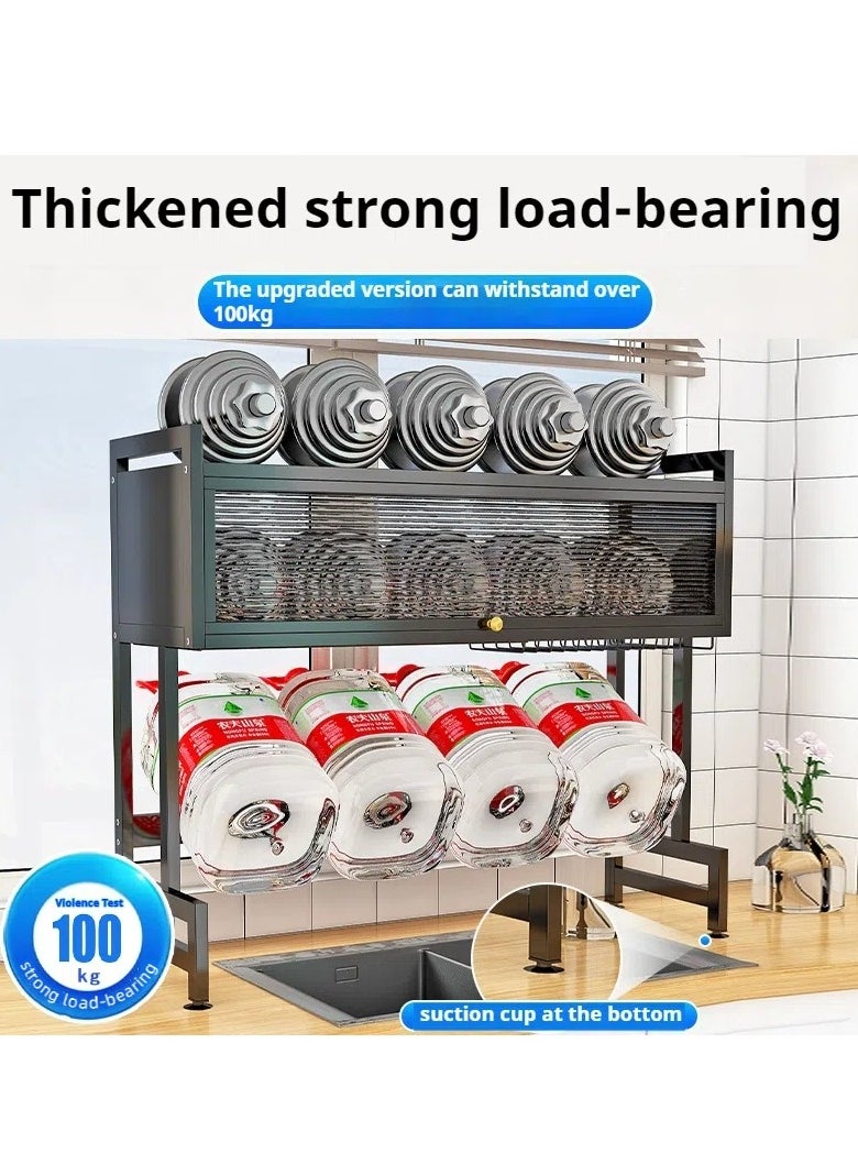 Generic - The Sink Dish Drainer Drying Rack,2 Tier Dish Drying Rack for Kitchen Counter, Large Dish Drying Rack with Flip Door, Over Sink Dish Drying Rack for Family Use,Dust-Proof,105cm - Image 1