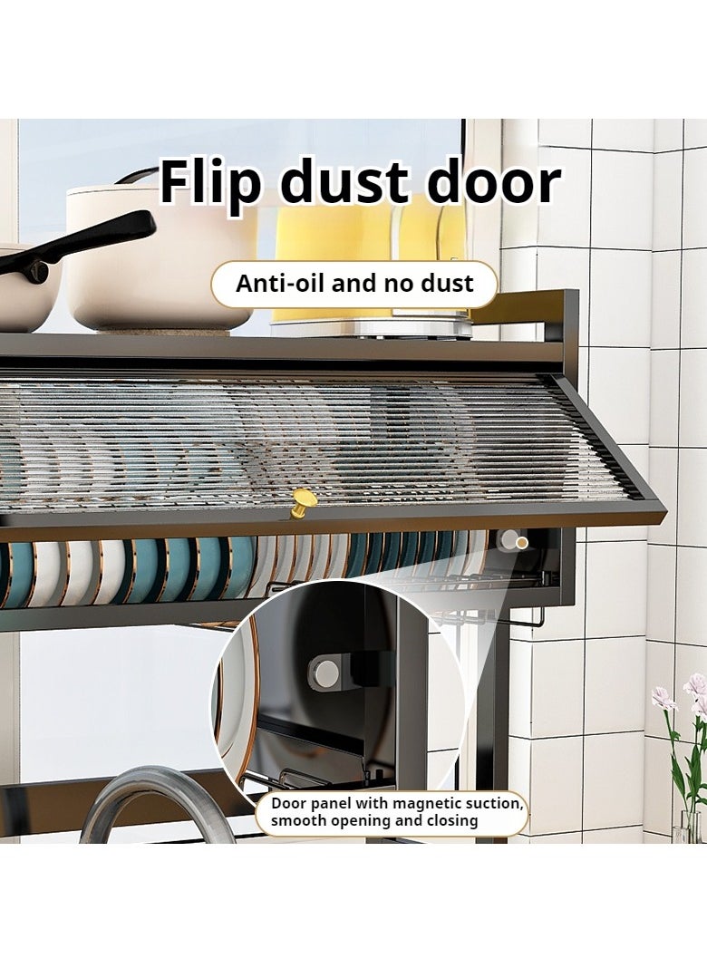Generic - The Sink Dish Drainer Drying Rack,2 Tier Dish Drying Rack for Kitchen Counter, Large Dish Drying Rack with Flip Door, Over Sink Dish Drying Rack for Family Use,Dust-Proof,105cm - Image 1