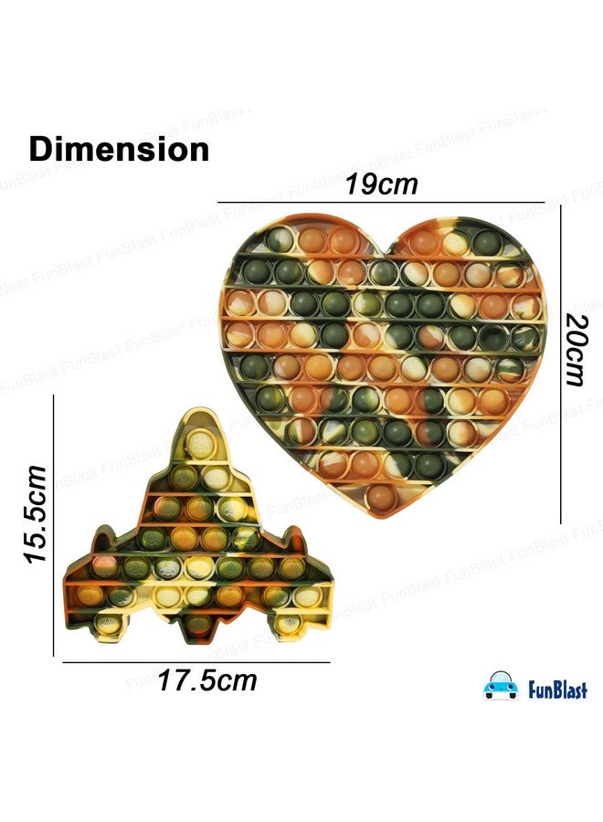 FunBlast Pop It - Popit Game, Poppet for Kids, Pop It Toy, Pop It Toys for Kids, Pop It Fidget Toy, Pop It Big, Jumbo Heart & Jet Pop it Fidget Toy,Stress Relief Toys (Pack of 2 Pcs) - Image 1