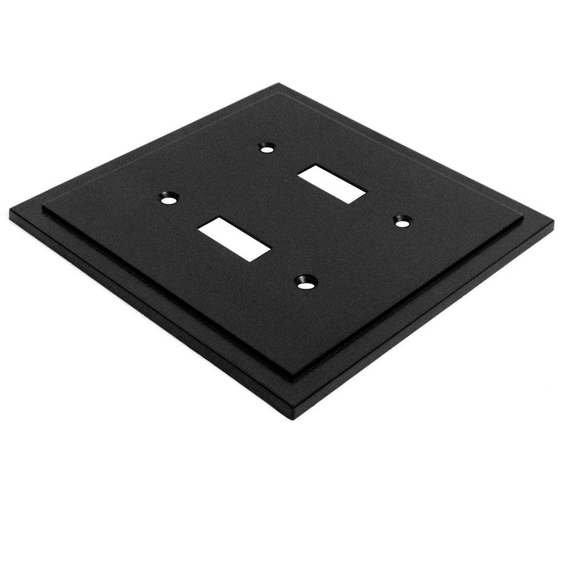 Henne Bery Modern Edge Decorative Wall Plate Switch Plate Outlet Cover, Durable Solid Zinc Alloy (Double Toggle, Matte Black) - Image 2