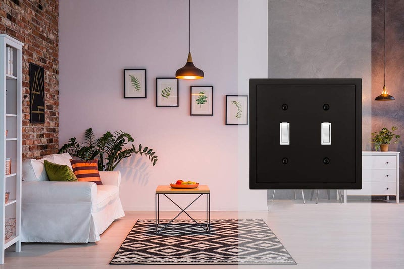 Henne Bery Modern Edge Decorative Wall Plate Switch Plate Outlet Cover, Durable Solid Zinc Alloy (Double Toggle, Matte Black) - Image 5
