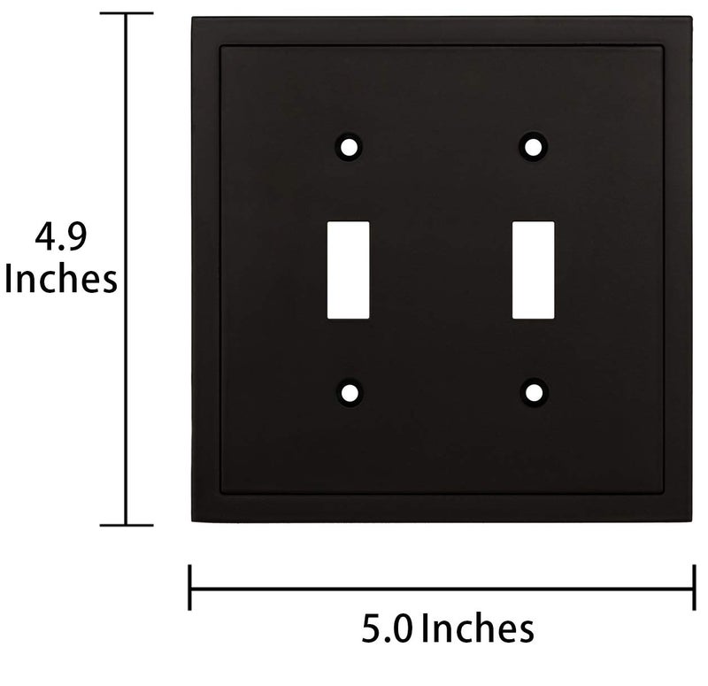 Henne Bery Modern Edge Decorative Wall Plate Switch Plate Outlet Cover, Durable Solid Zinc Alloy (Double Toggle, Matte Black) - Image 3