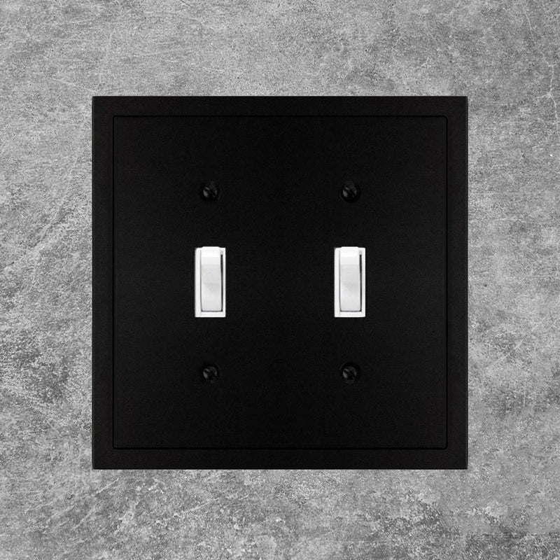Henne Bery Modern Edge Decorative Wall Plate Switch Plate Outlet Cover, Durable Solid Zinc Alloy (Double Toggle, Matte Black) - Image 4