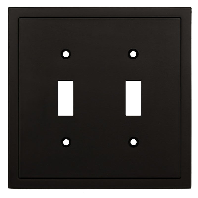 Henne Bery Modern Edge Decorative Wall Plate Switch Plate Outlet Cover, Durable Solid Zinc Alloy (Double Toggle, Matte Black) - Image 1