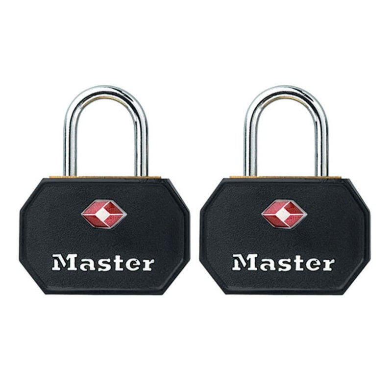 Master Lock 4681TBLK TSA Approved Luggage Lock with Key 2 Pack Colors May Vary